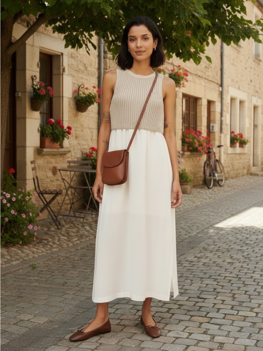 Anthro Moth Twofer Maxi Dress Linen Cotton Boho Gauzy Sleeveless Classic Euro XS